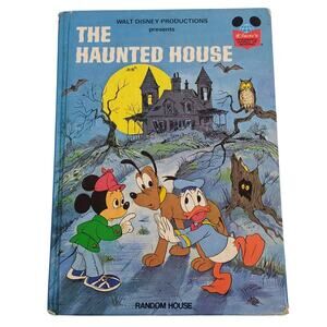 Vintage 1975 Disney The Haunted House Book Halloween Mickey Donald Duck HC